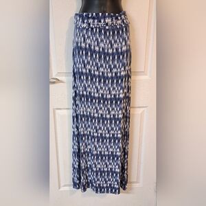 Max Studio Blue & White Stretchy Maxi Skirt